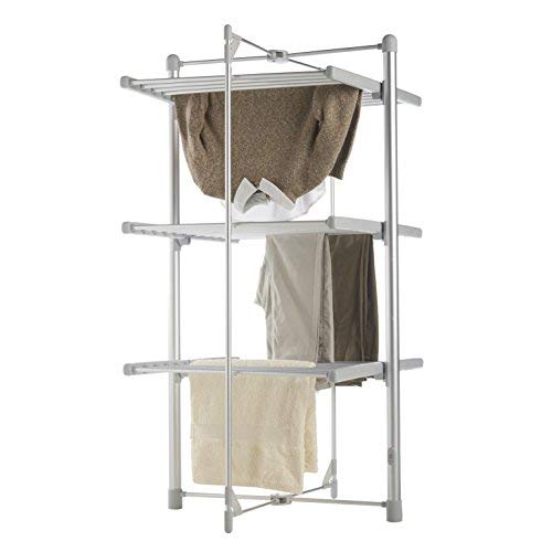 BARGAINS-GALORE 3 TIER ELECTRIC CLOTHES AIRER HEATED DRYER FOLDING DELUXE  PORTABLE, 24 RAILS CLOTHES DRYING RACK, 111CM HEATED AIRER, 220W